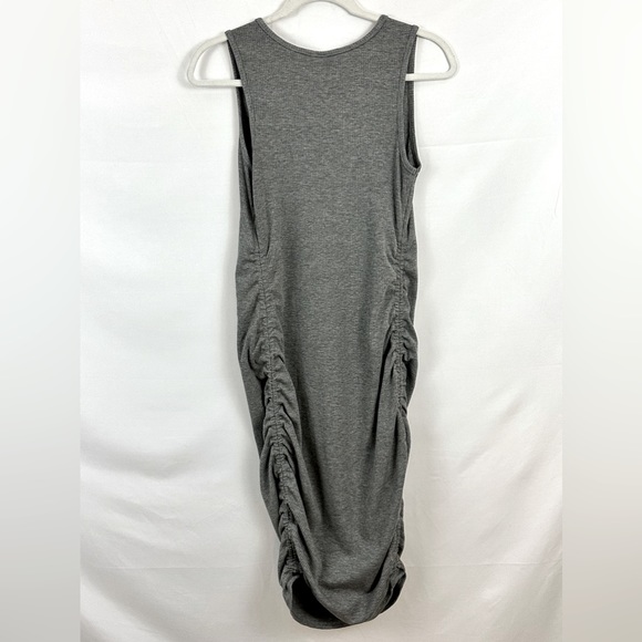 Isabel Maternity Heather Gray Ribbed Sleeveless Henley Tank Dress Side R… - Picture 5 of 8